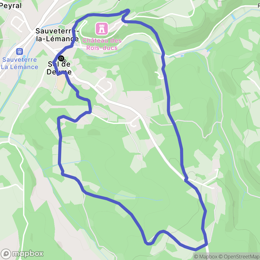 Sauveterre-la-Lémance : carte du parcours de randonnée - France