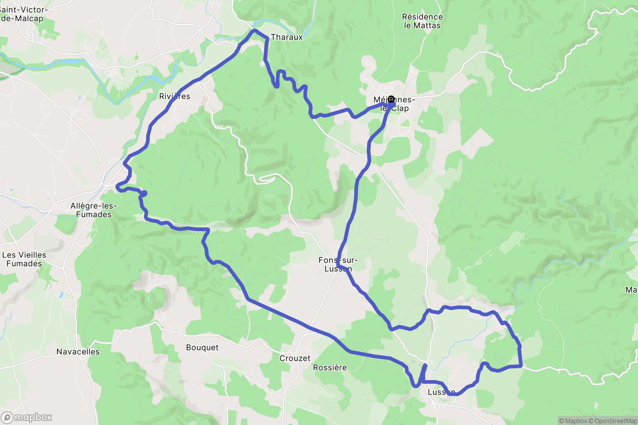 Méjannes-le-Clap : carte du parcours de randonnée - France