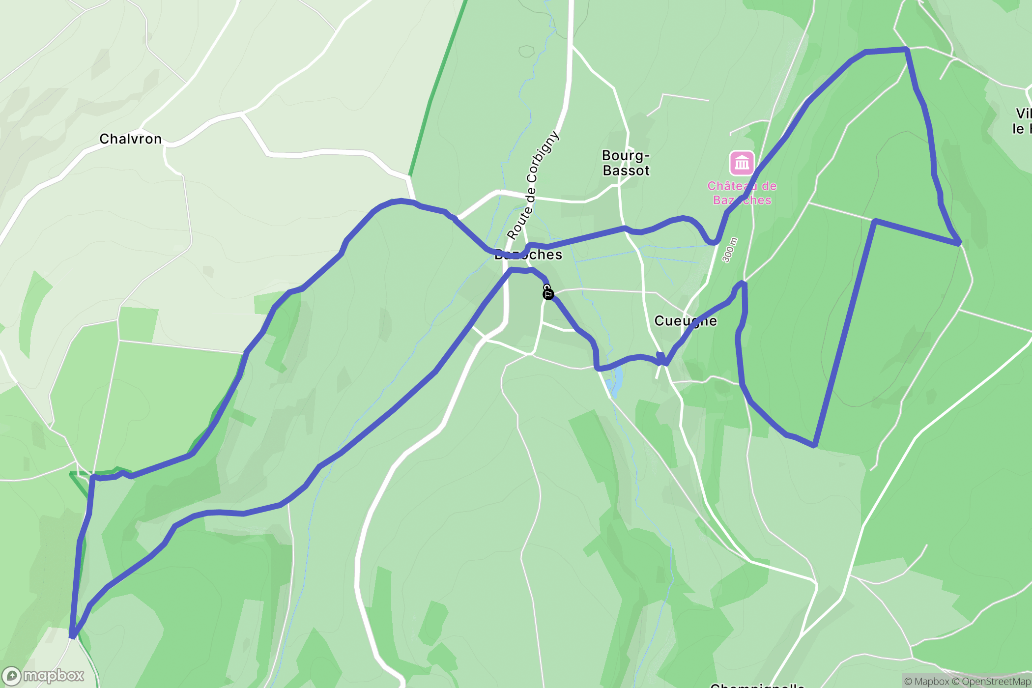 Bazoches : carte du parcours de randonnée - France