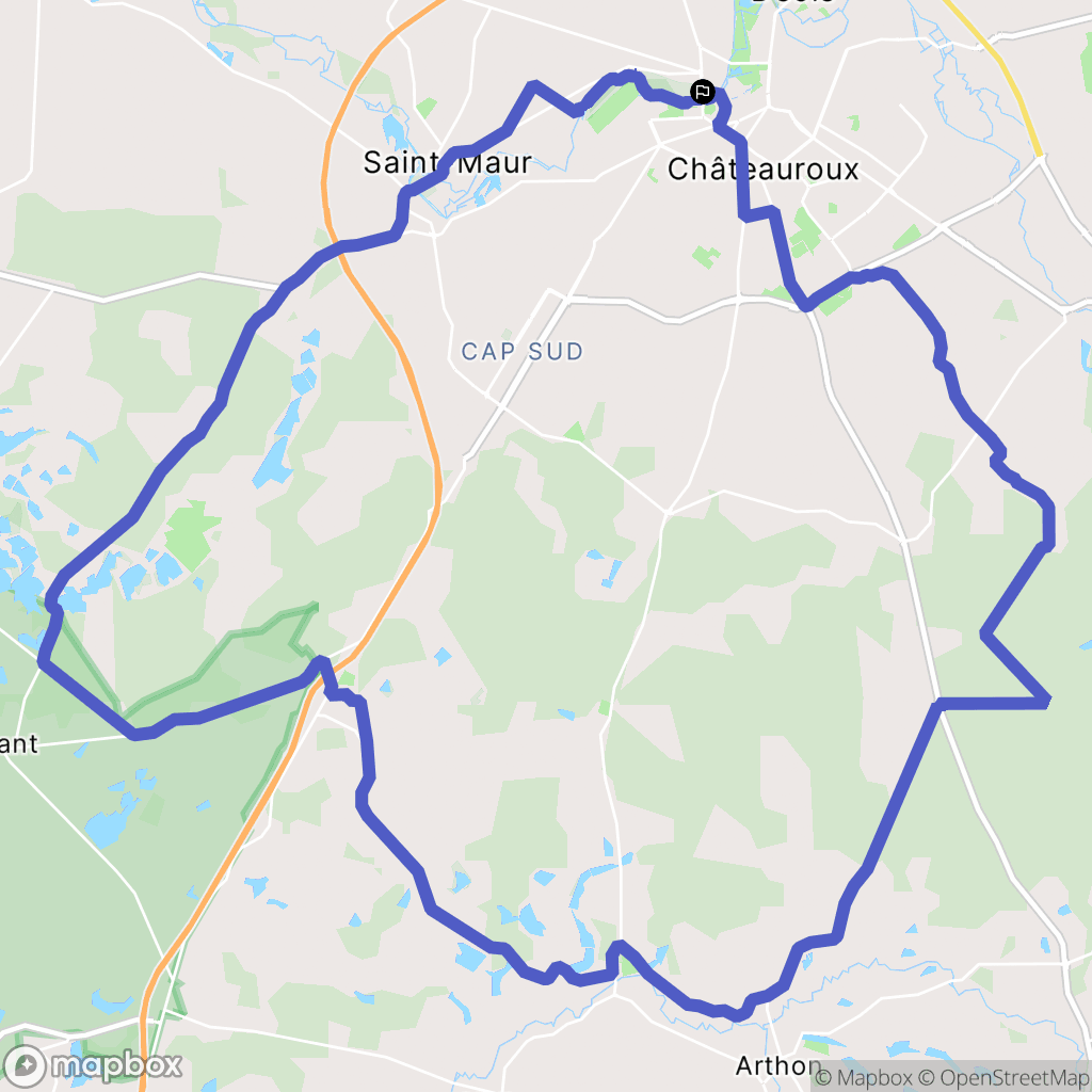 Châteauroux : carte du parcours de randonnée - France