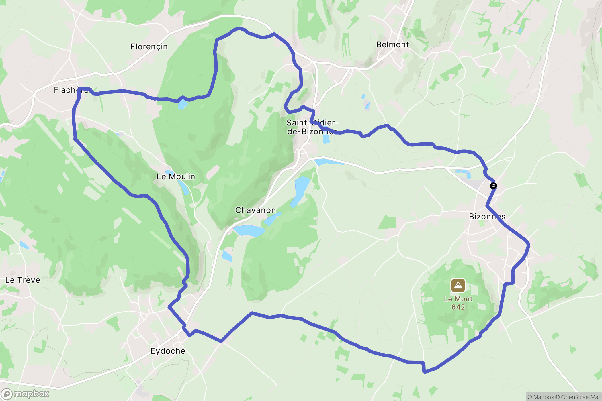 Bizonnes : carte du parcours de randonnée - France