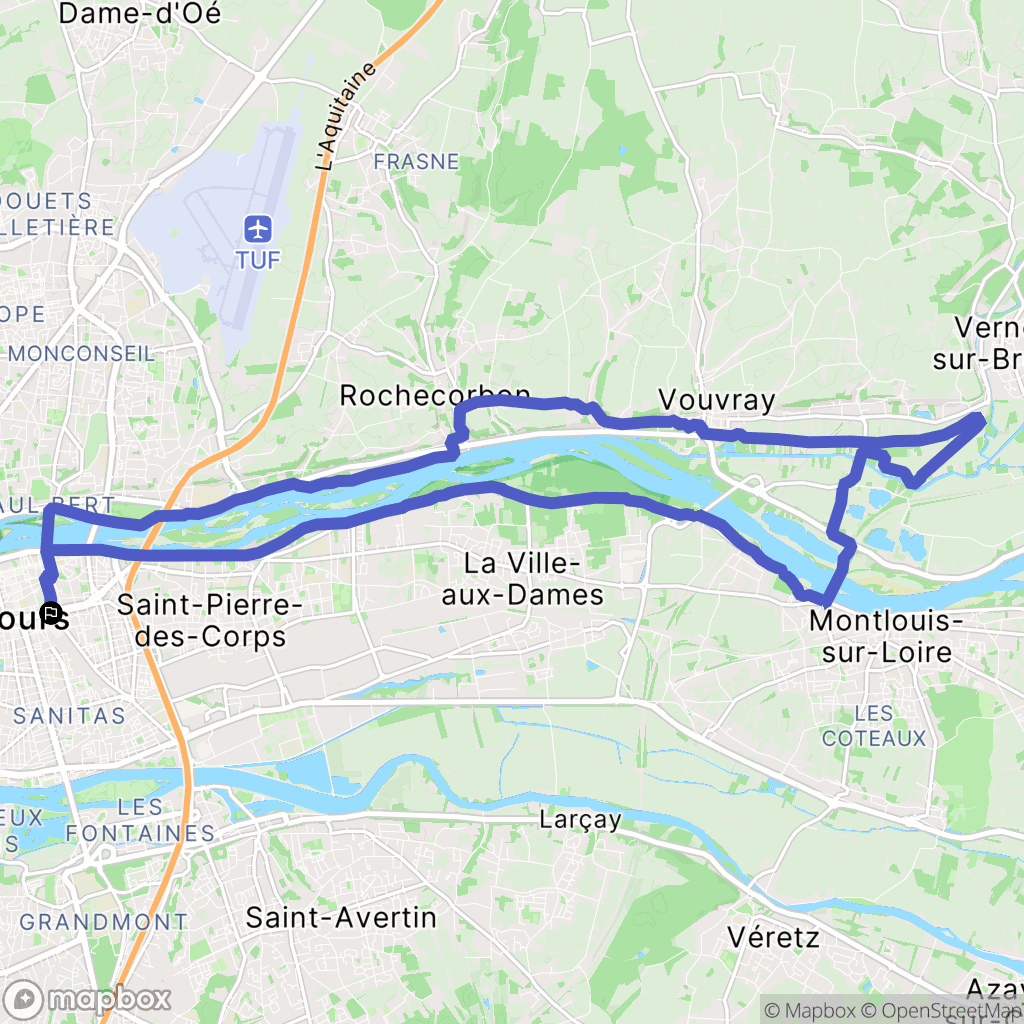 Tours : carte du parcours de randonnée - France