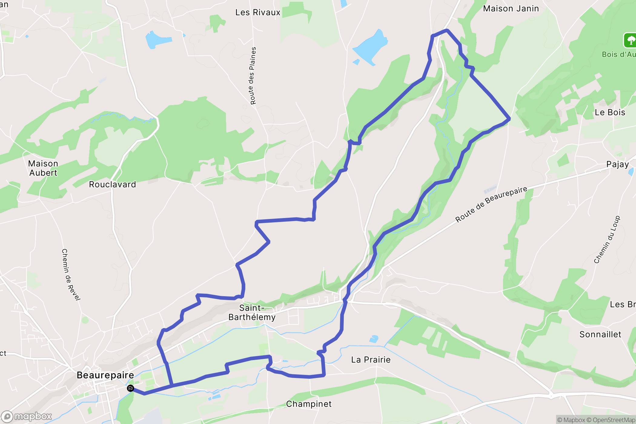 Beaurepaire : carte du parcours de randonnée - France