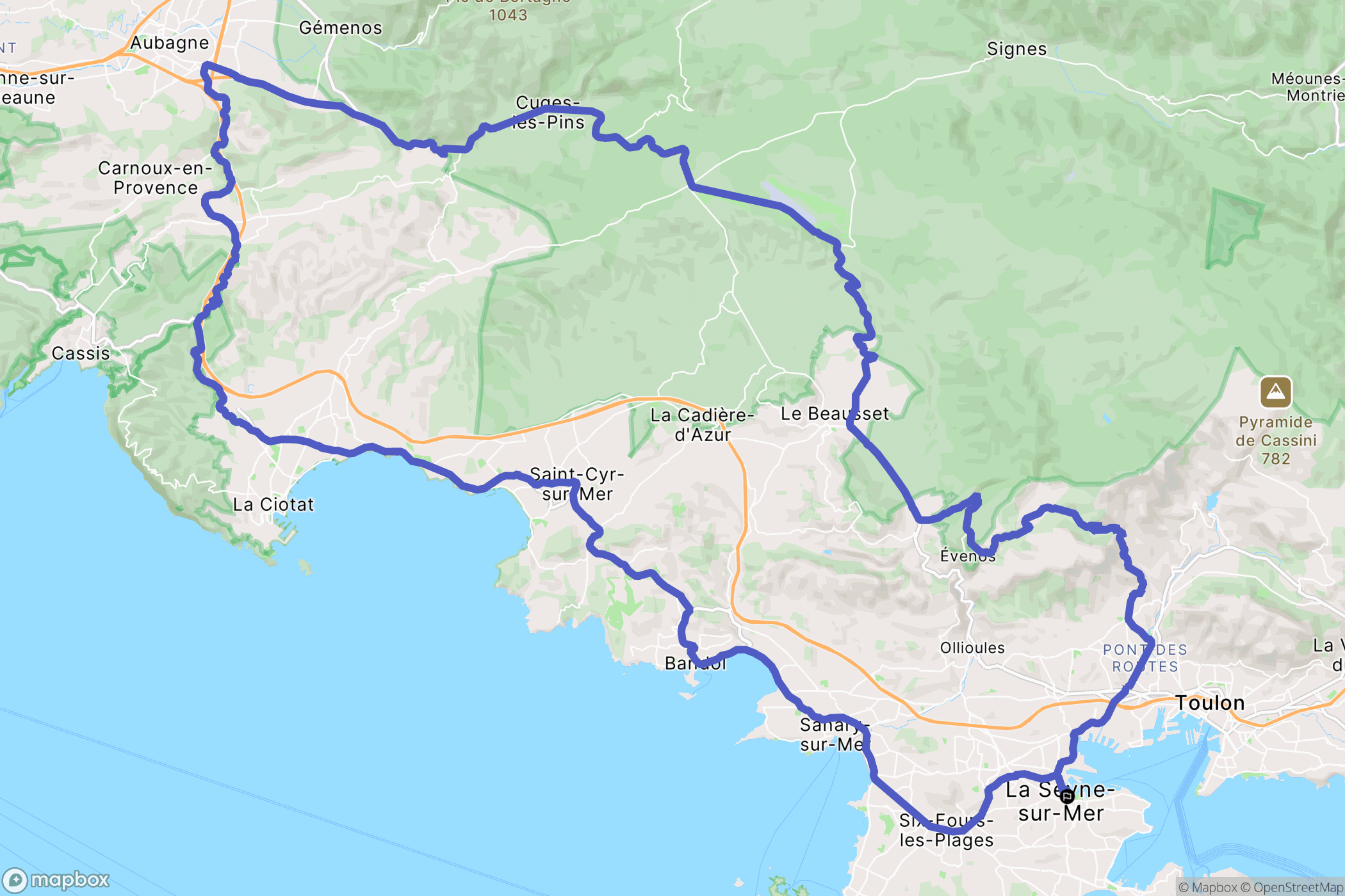 La Seyne-sur-Mer : carte du parcours de randonnée - France