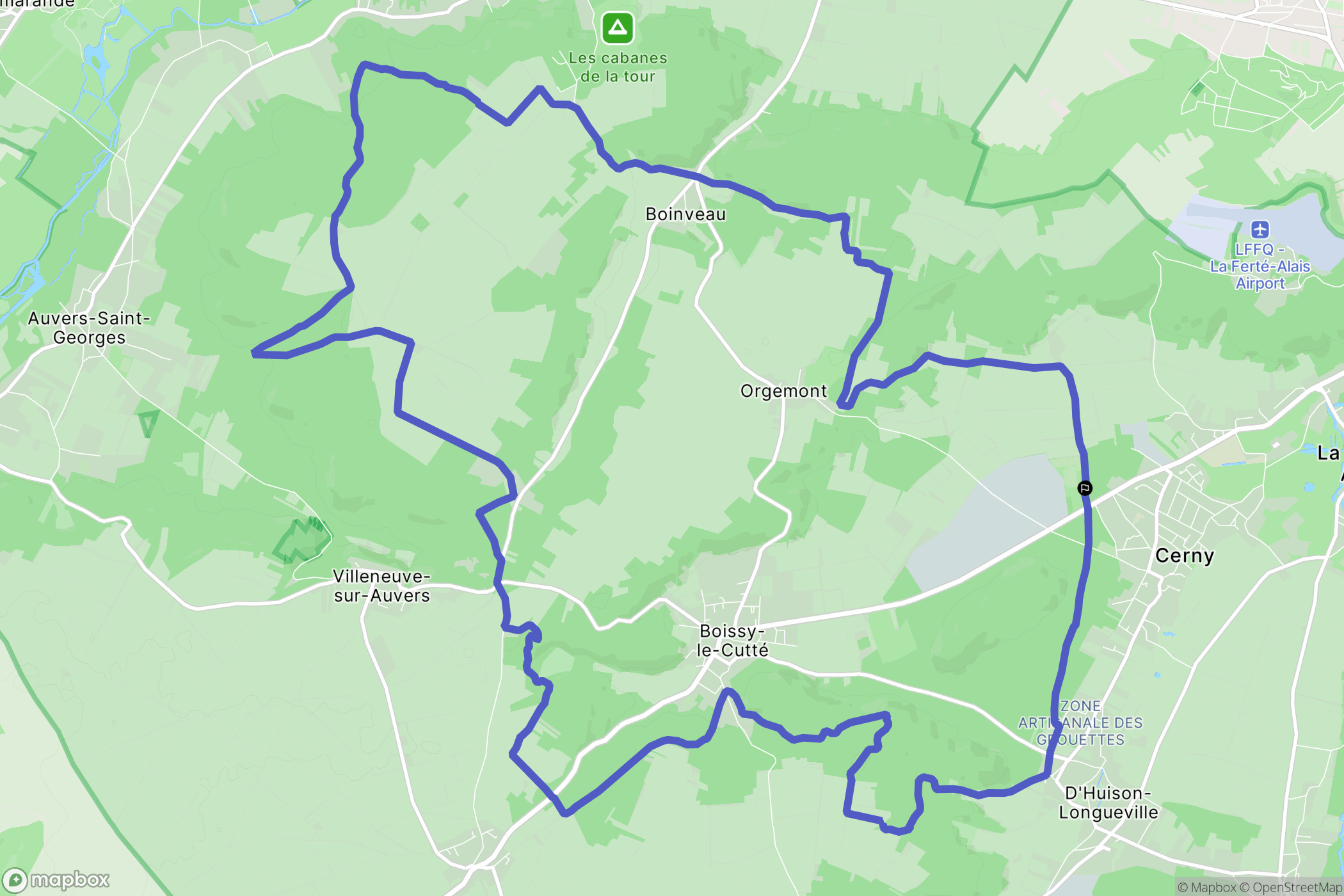 Cerny : carte du parcours de randonnée - France