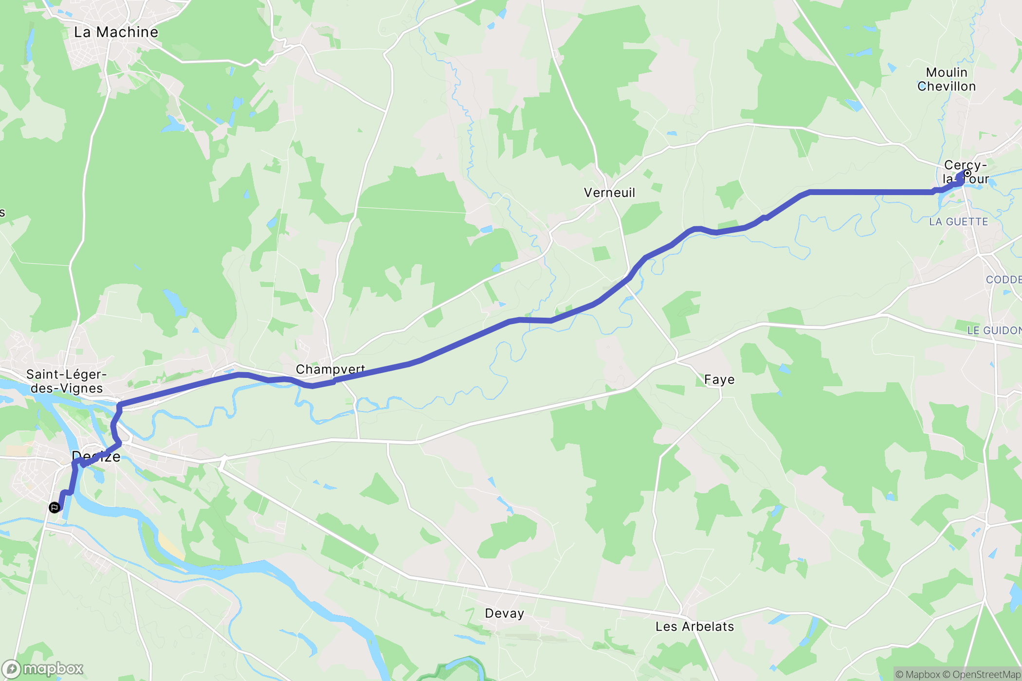 Cercy-la-Tour : carte du parcours de randonnée - France
