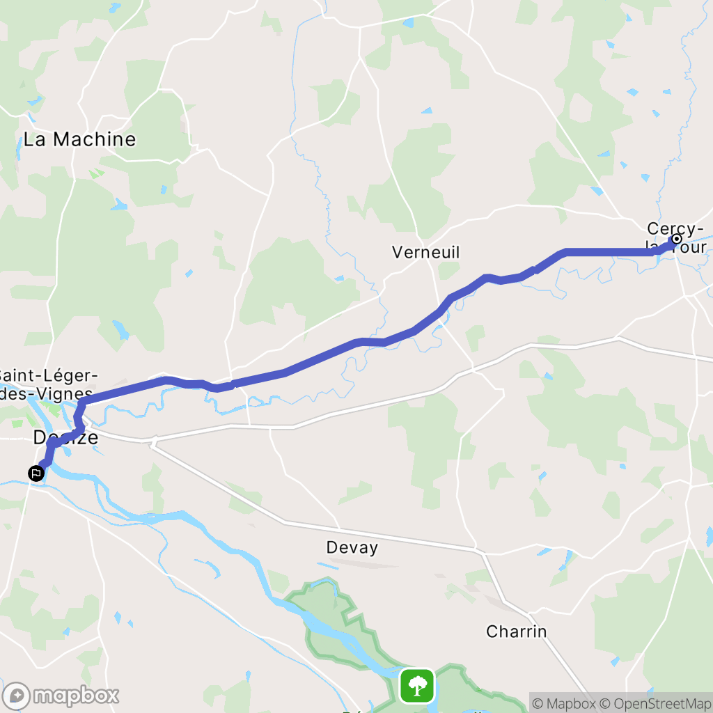 Cercy-la-Tour : carte du parcours de randonnée - France