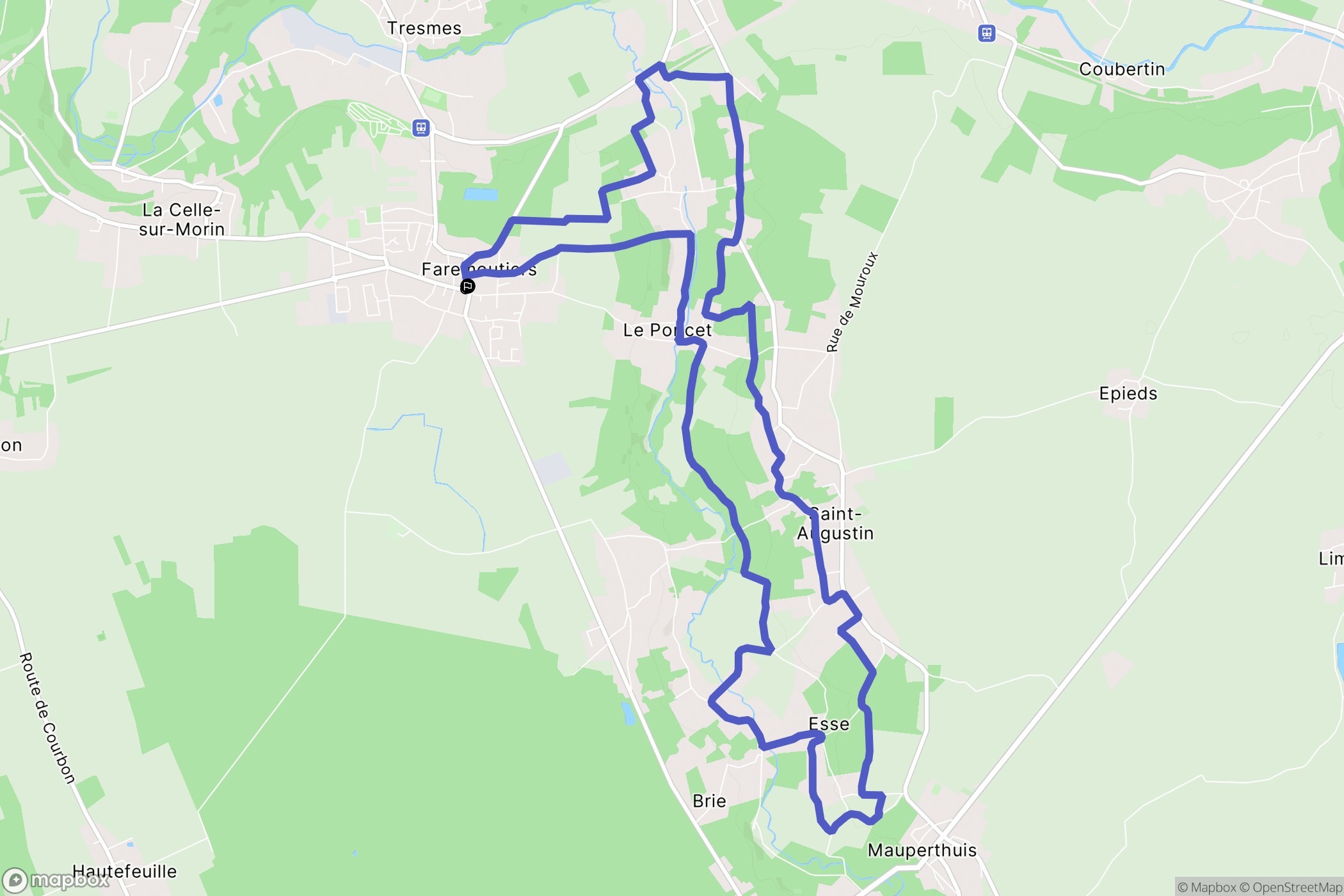 Faremoutiers : carte du parcours de randonnée - France