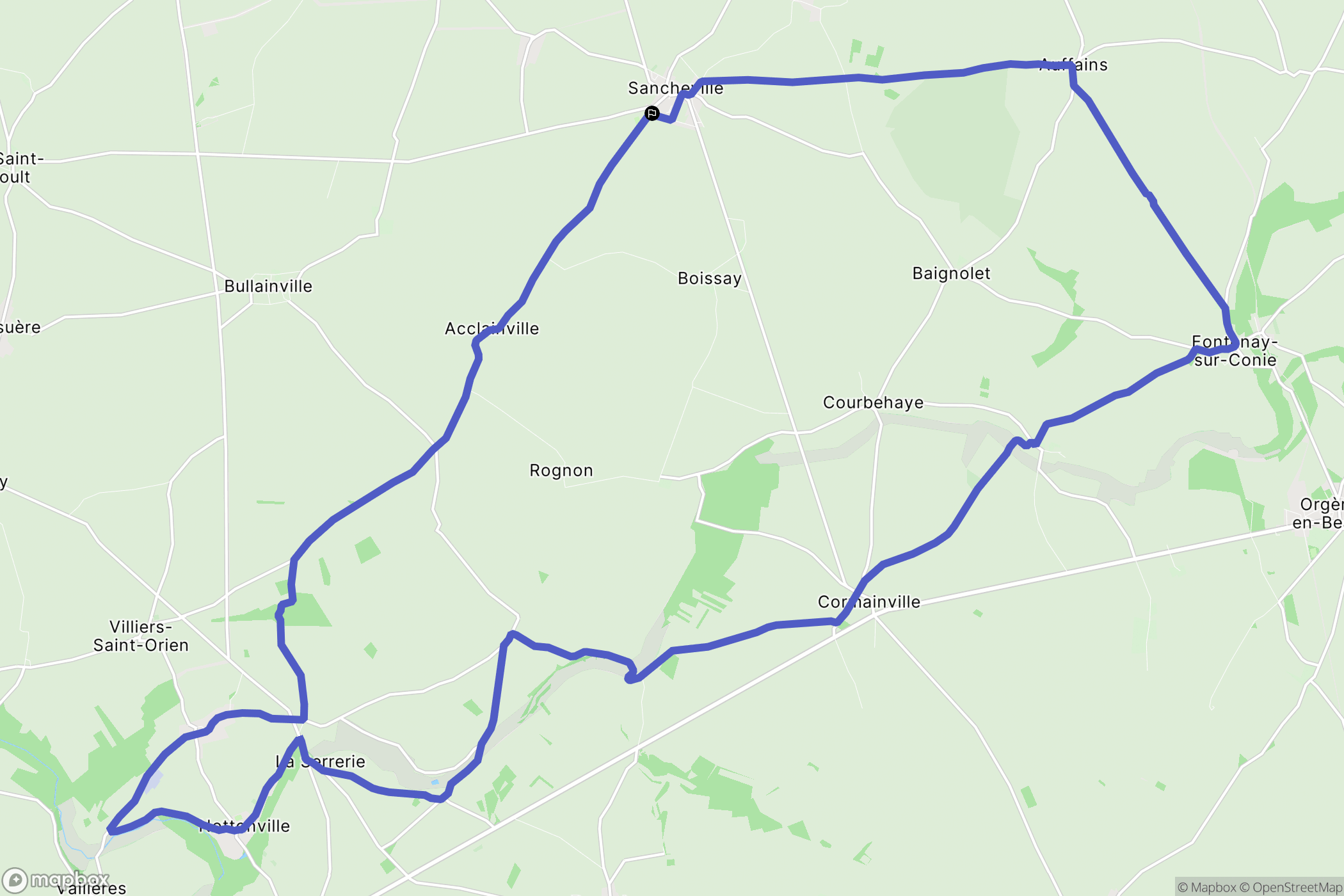 Sancheville : carte du parcours de randonnée - France