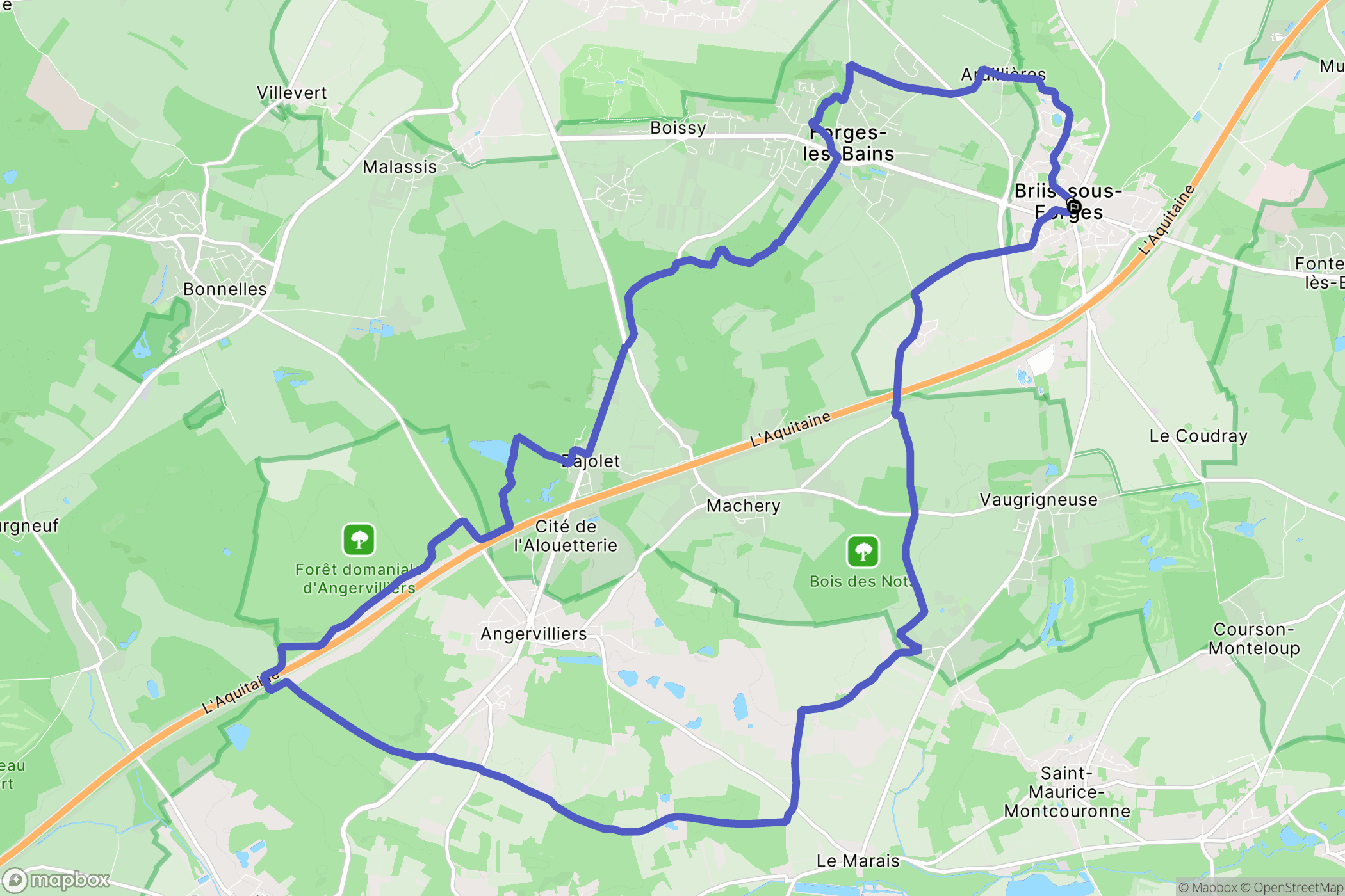 Briis-sous-Forges : carte du parcours de randonnée - France