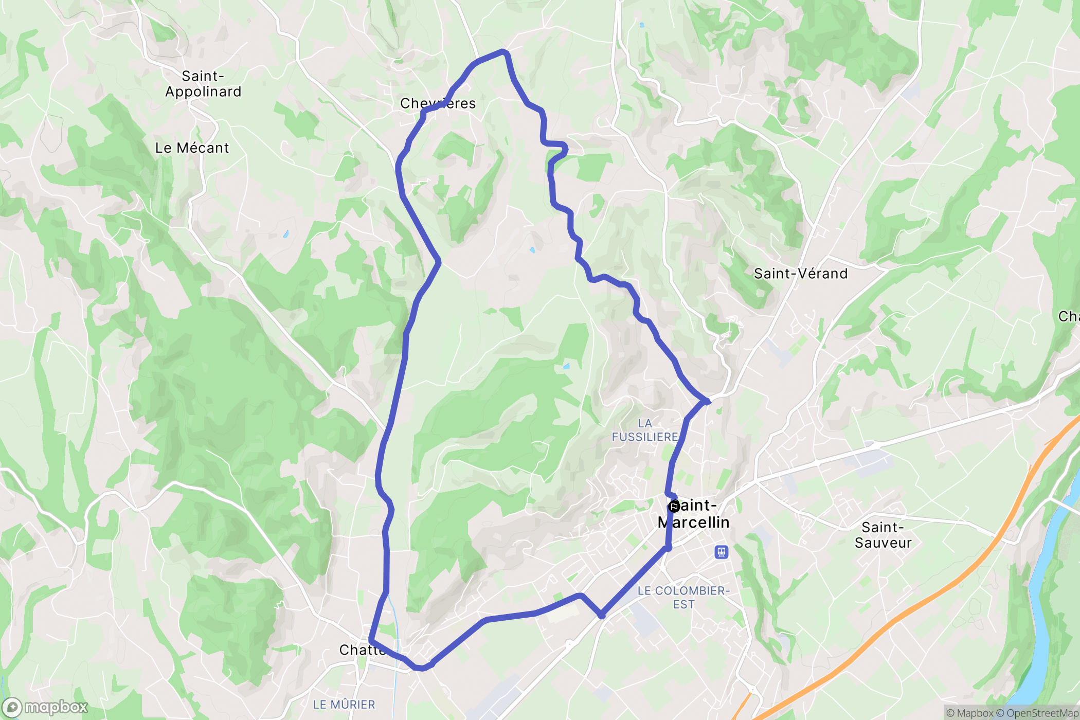 Saint-Marcellin : carte du parcours de randonnée - France