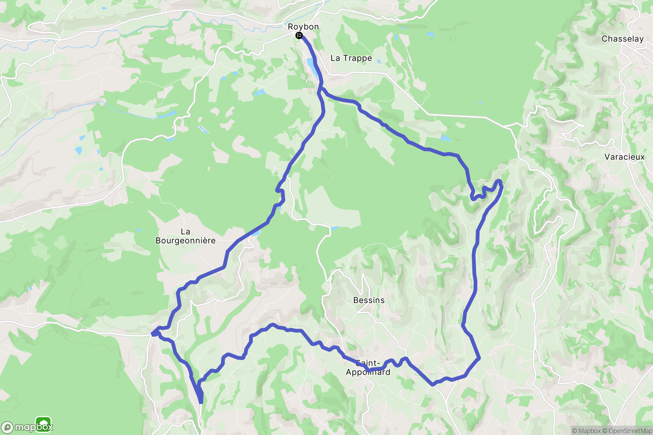 Roybon : carte du parcours de randonnée - France