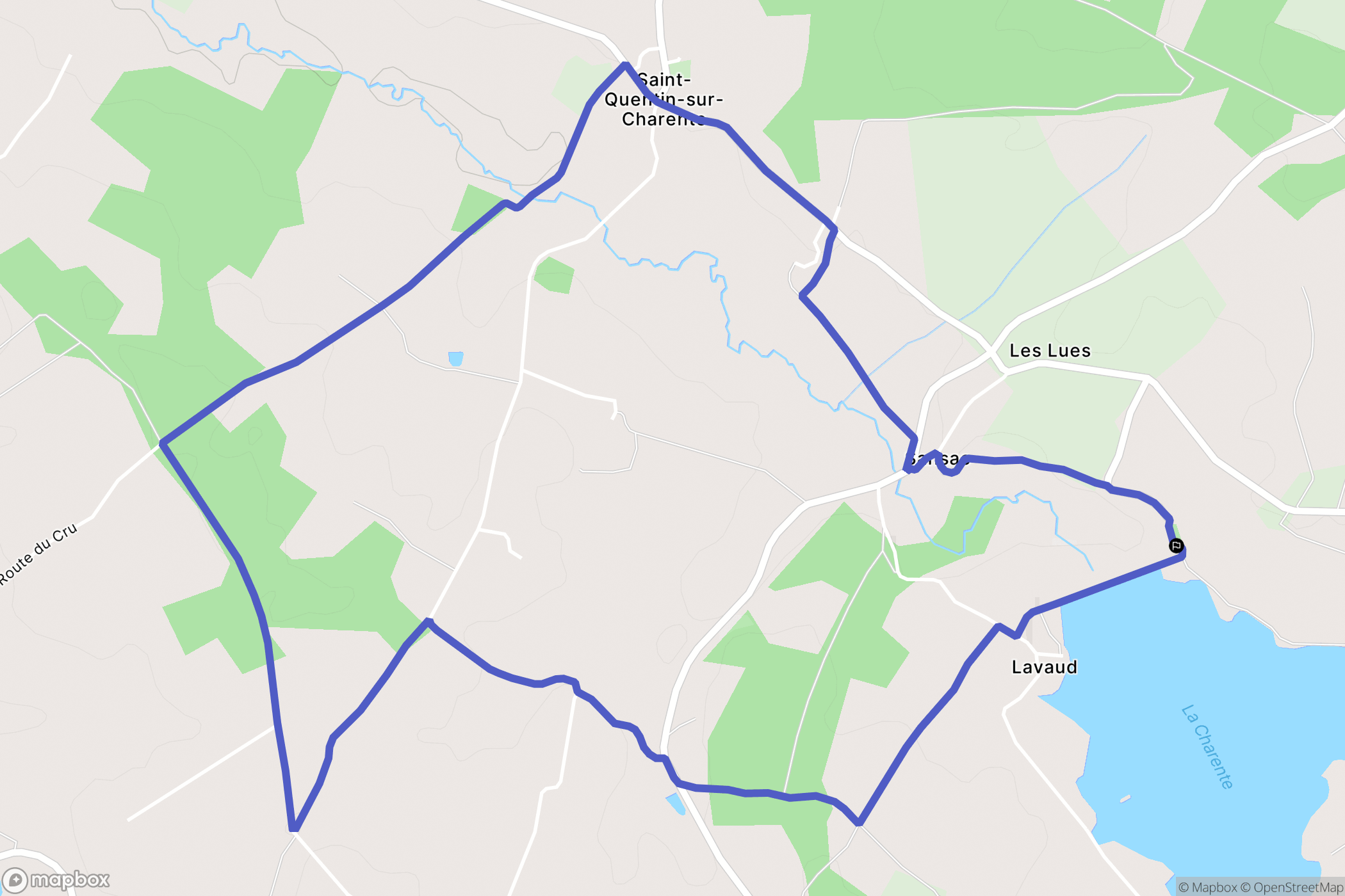 Saint-Quentin-sur-Charente : carte du parcours de randonnée - France