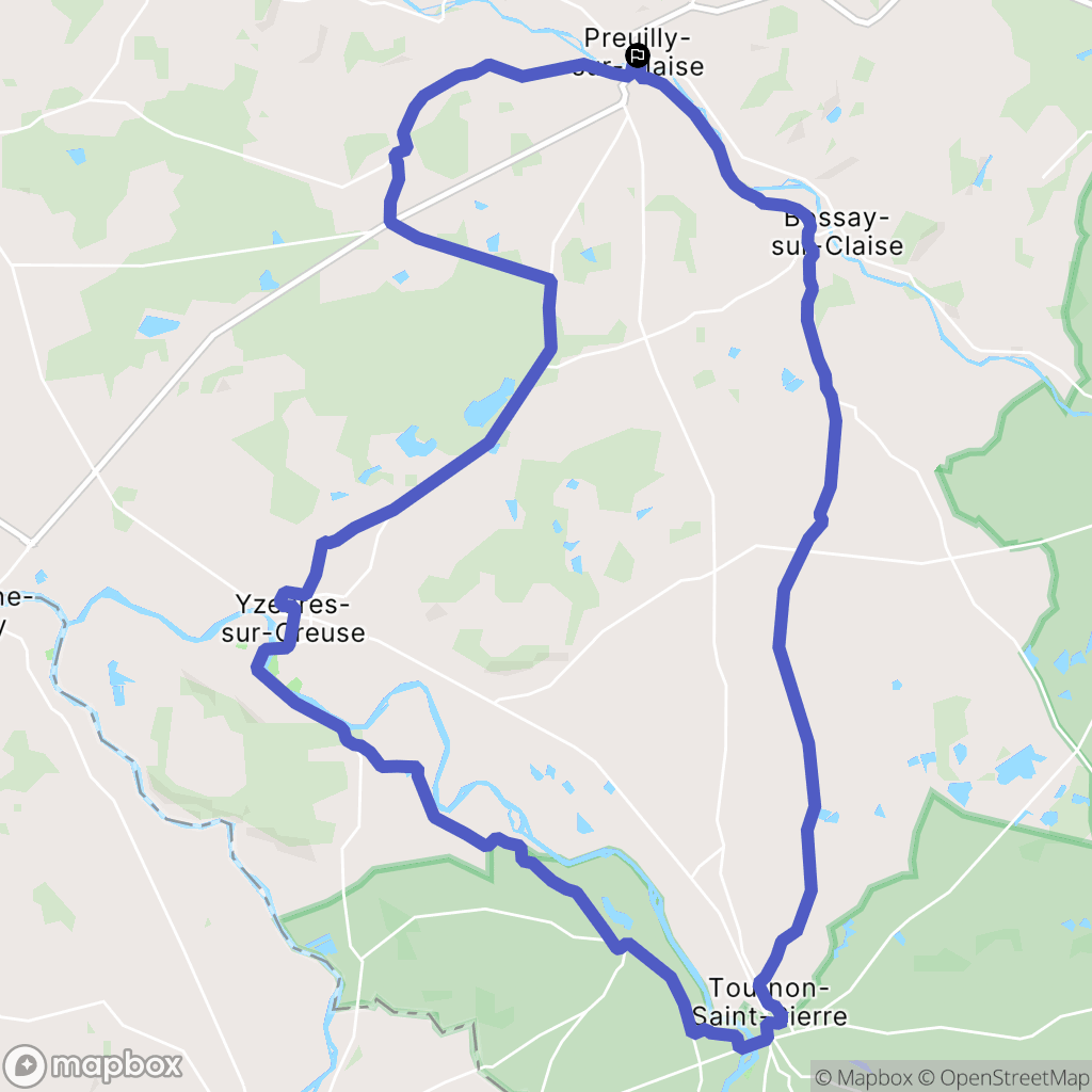 Preuilly-sur-Claise : carte du parcours de randonnée - France