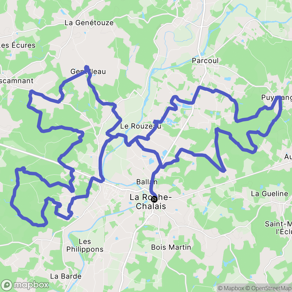 La Roche-Chalais : carte du parcours de randonnée - France