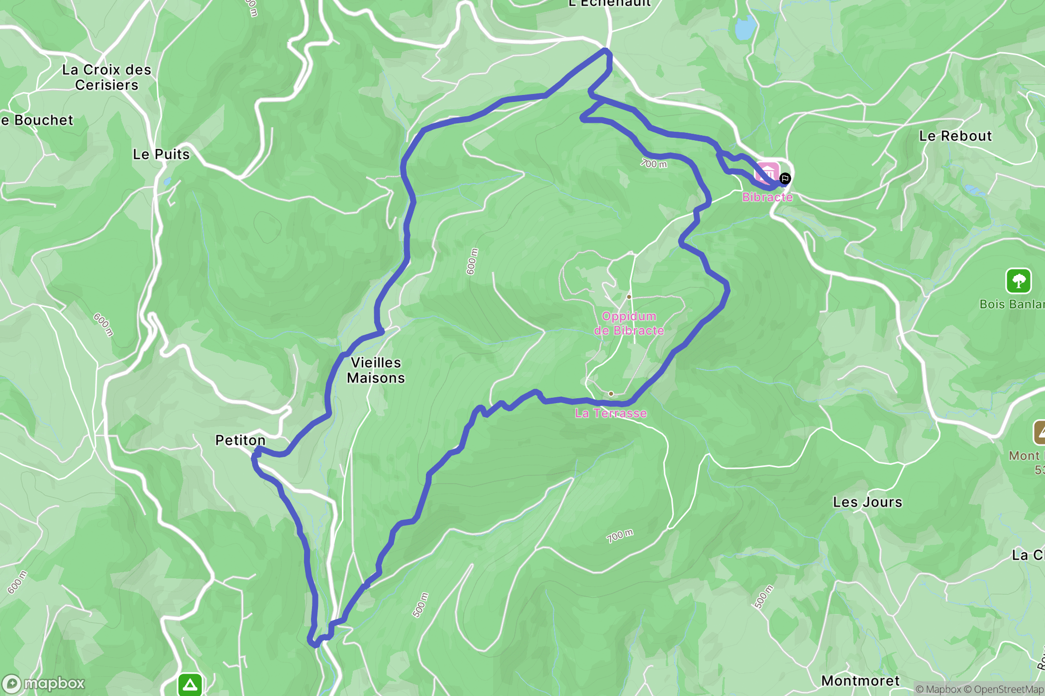 Saint-Léger-sous-Beuvray : carte du parcours de randonnée - France
