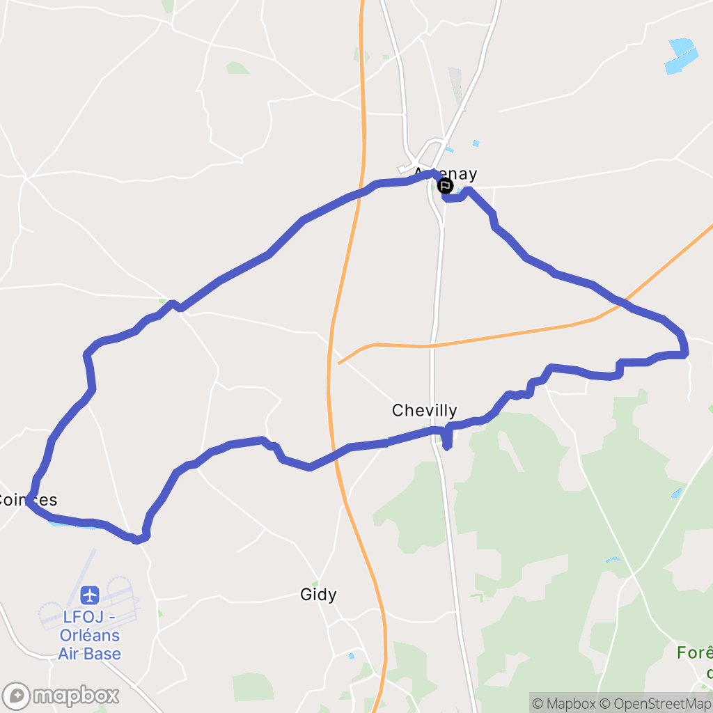 Artenay : carte du parcours de randonnée - France