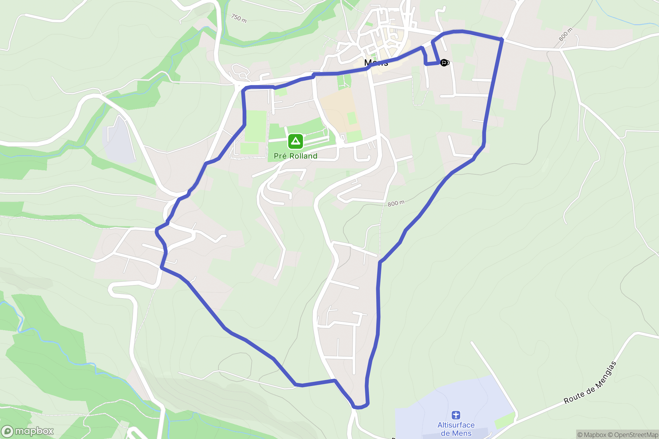 Mens : carte du parcours de randonnée - France