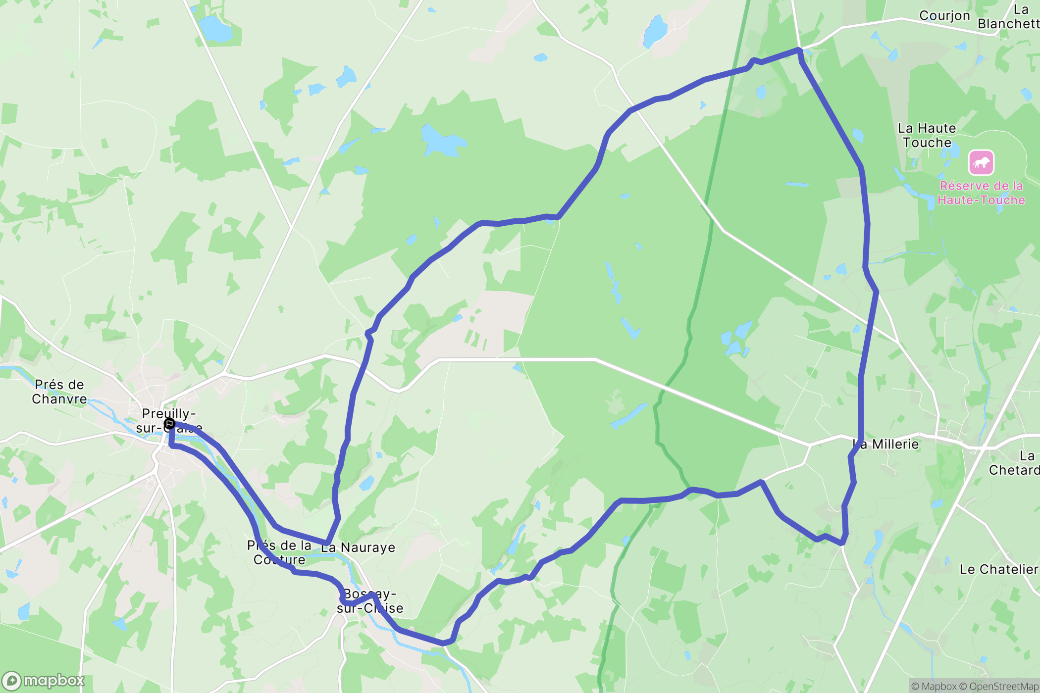 Preuilly-sur-Claise : carte du parcours de randonnée - France