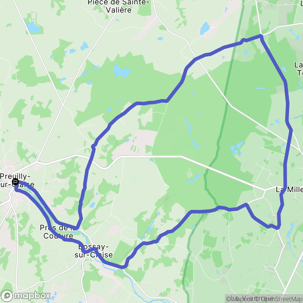 Preuilly-sur-Claise : carte du parcours de randonnée - France