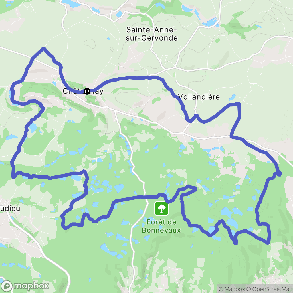 Châtonnay : carte du parcours de randonnée - France