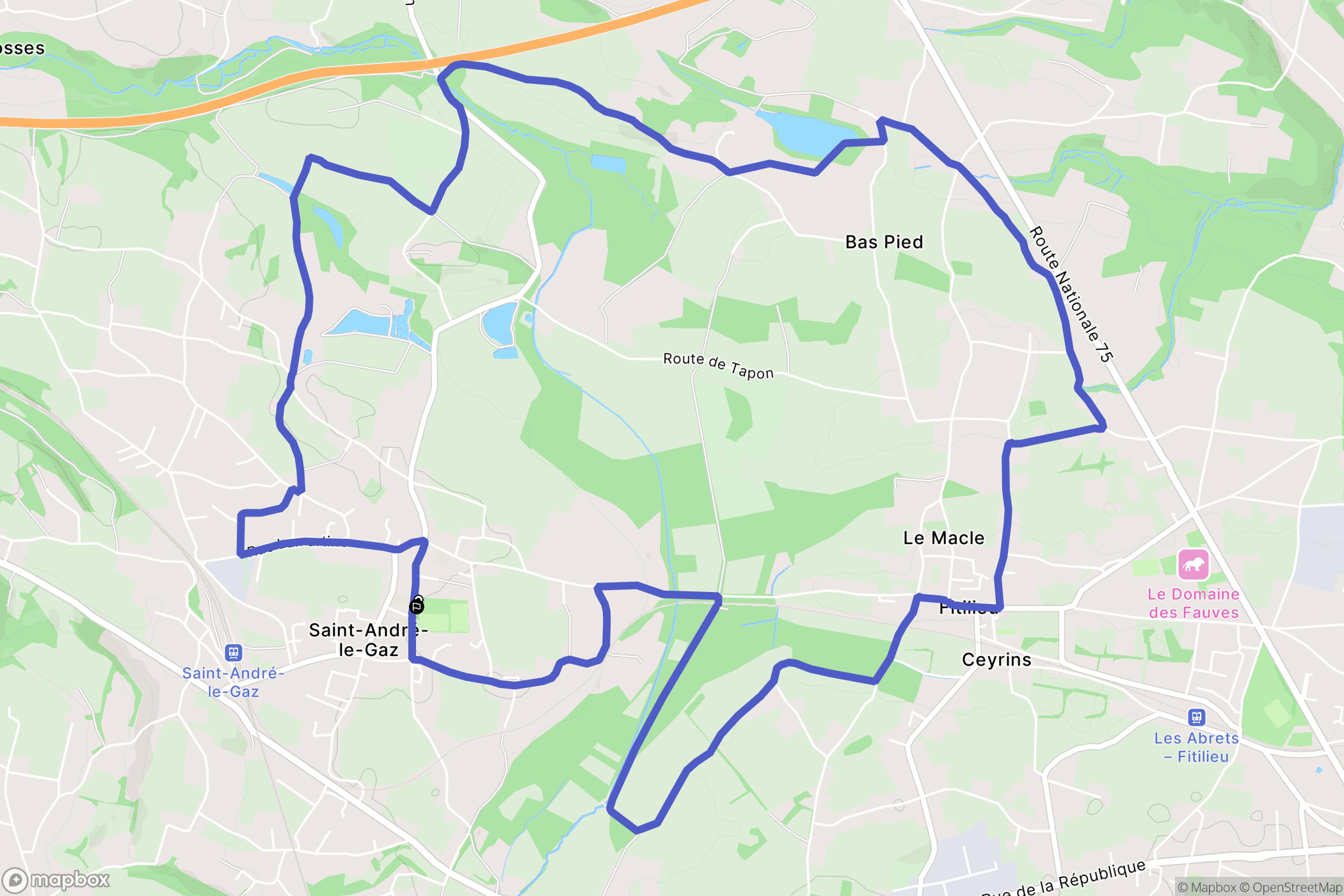 Saint-André-le-Gaz : carte du parcours de randonnée - France
