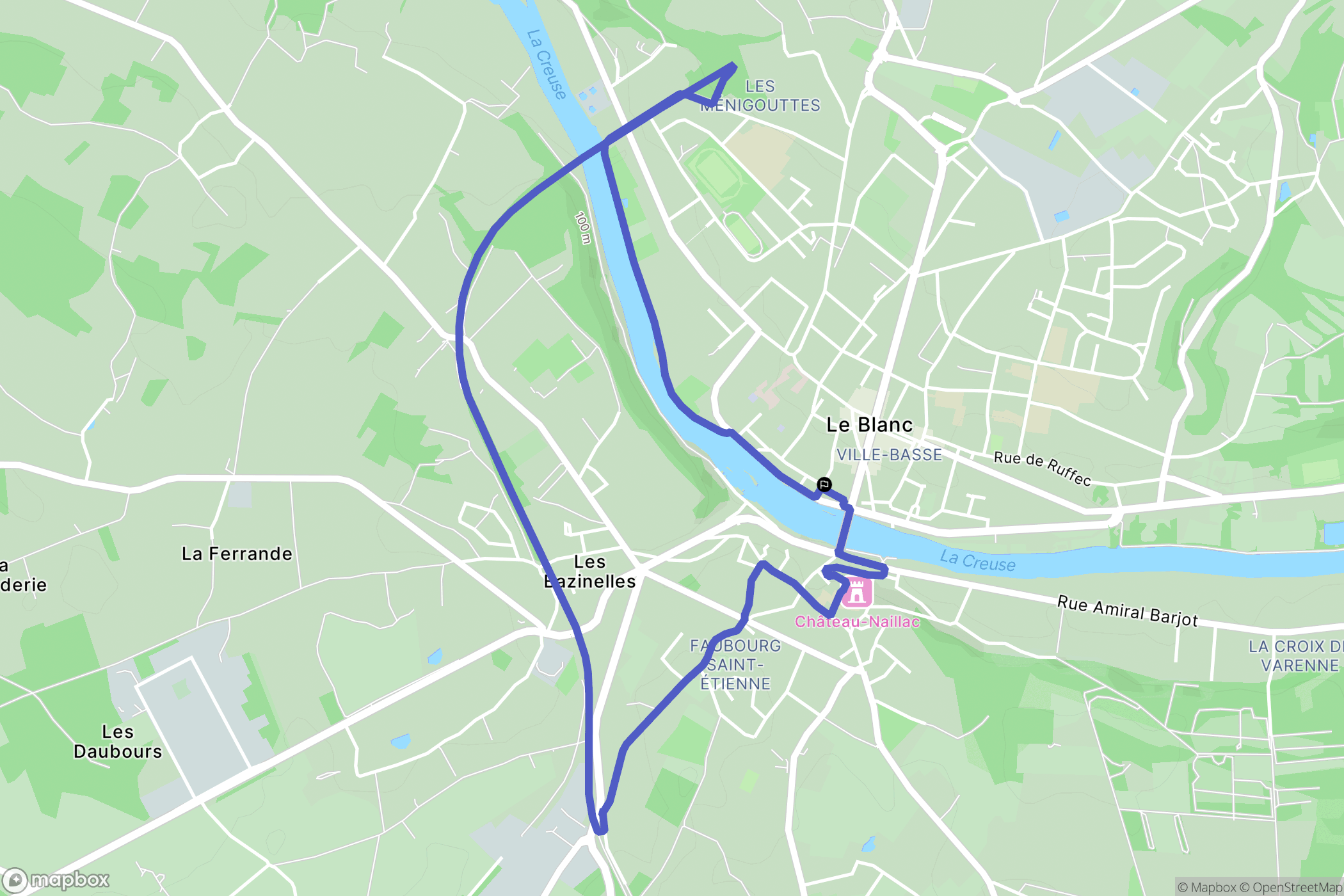Le Blanc : carte du parcours de randonnée - France