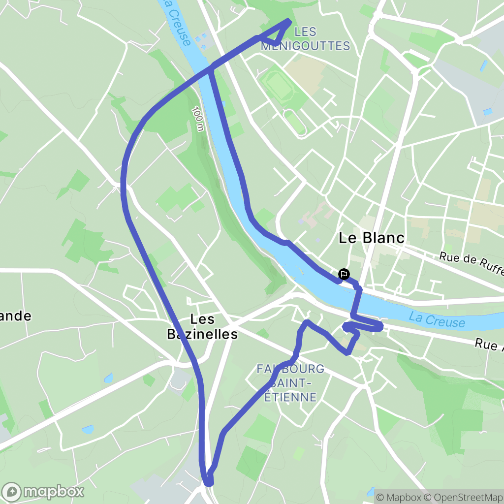 Le Blanc : carte du parcours de randonnée - France