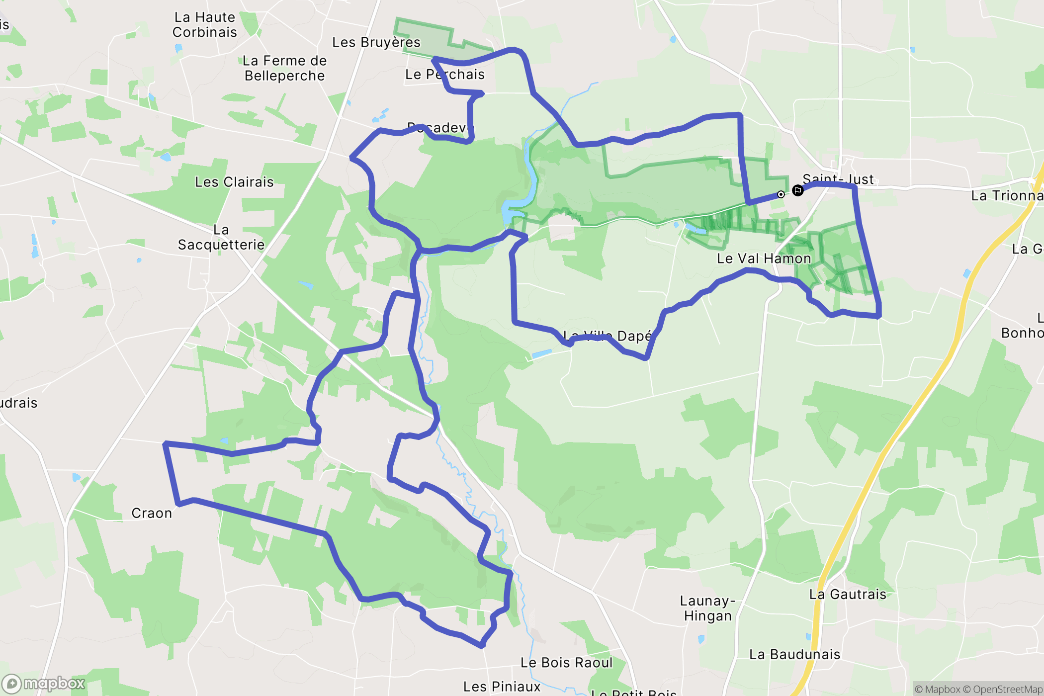 Saint-Just : carte du parcours de randonnée - France