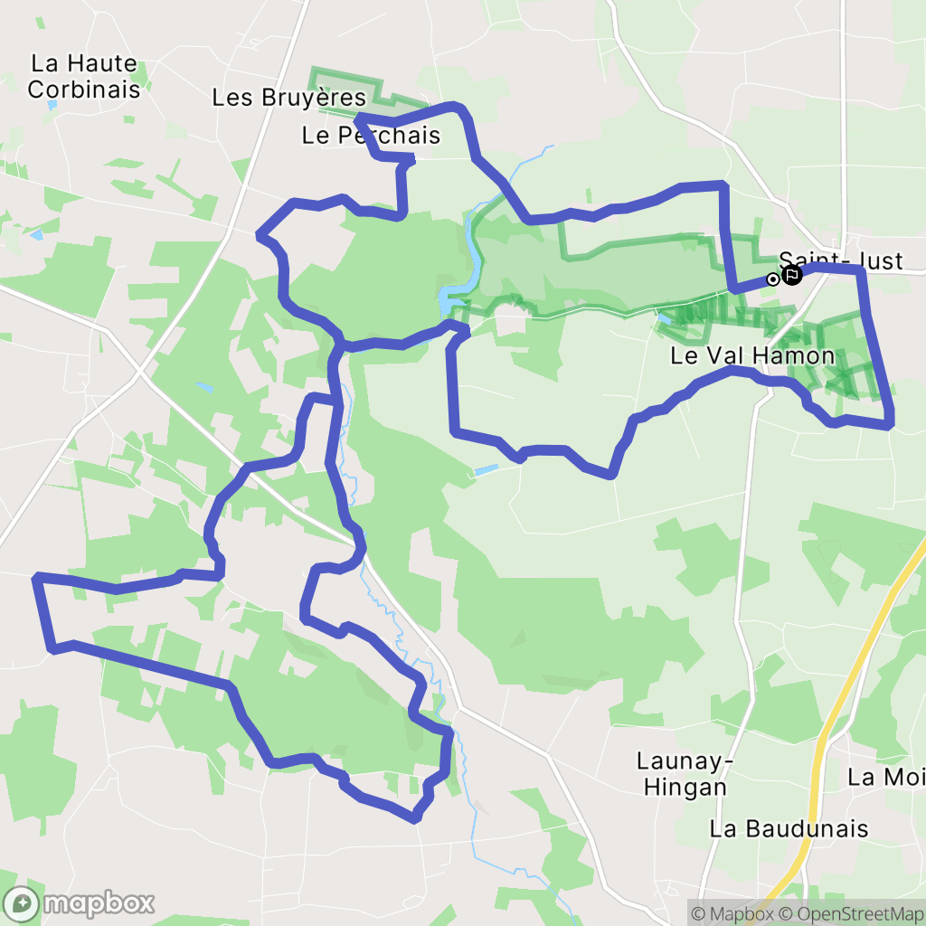 Saint-Just : carte du parcours de randonnée - France