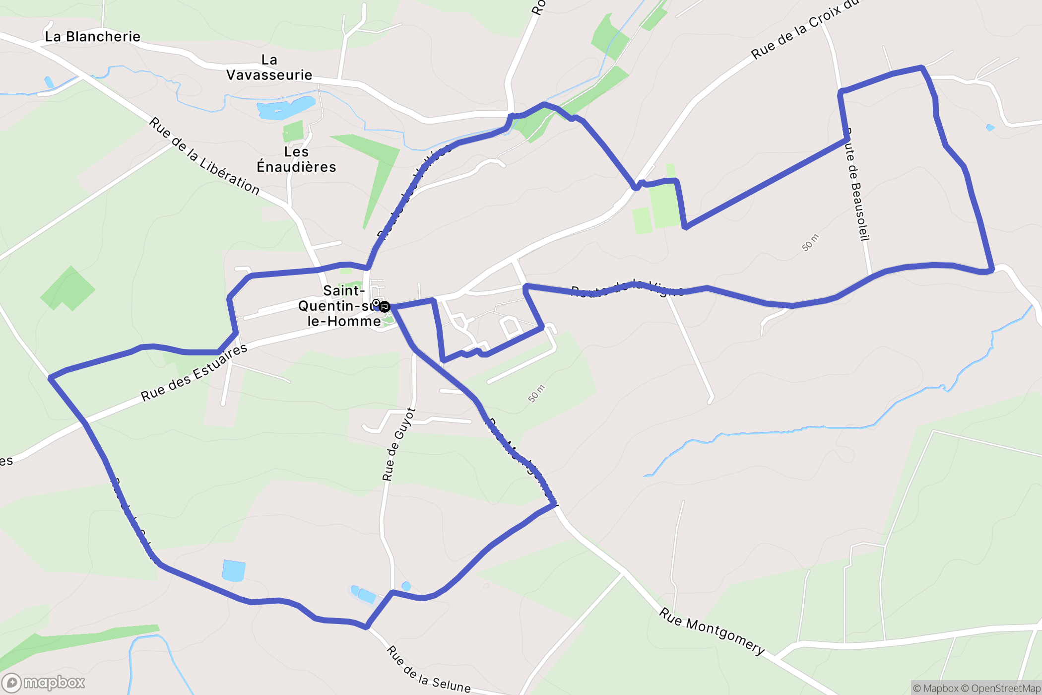 Saint-Quentin-sur-le-Homme : carte du parcours de randonnée - France
