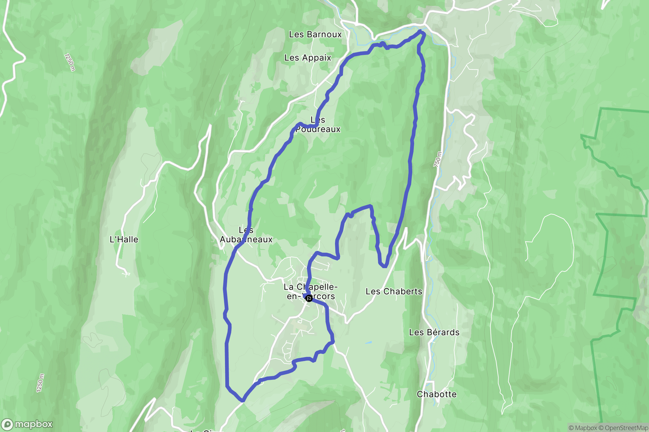 La Chapelle-en-Vercors : carte du parcours de randonnée - France