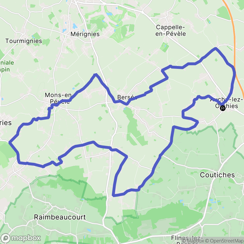 Auchy-lez-Orchies : carte du parcours de randonnée - France