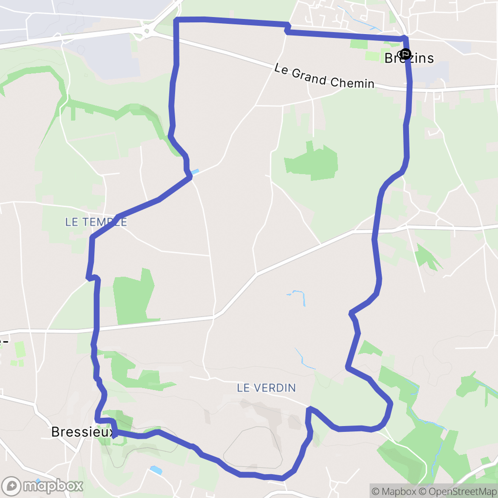 Brézins : carte du parcours de randonnée - France