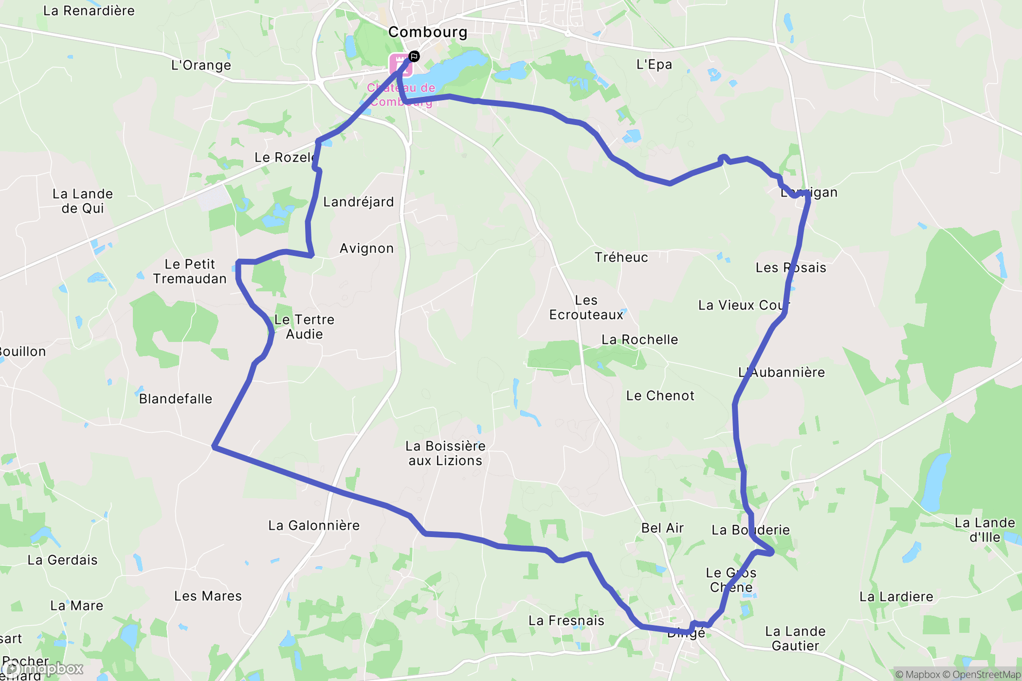 Combourg : carte du parcours de randonnée - France