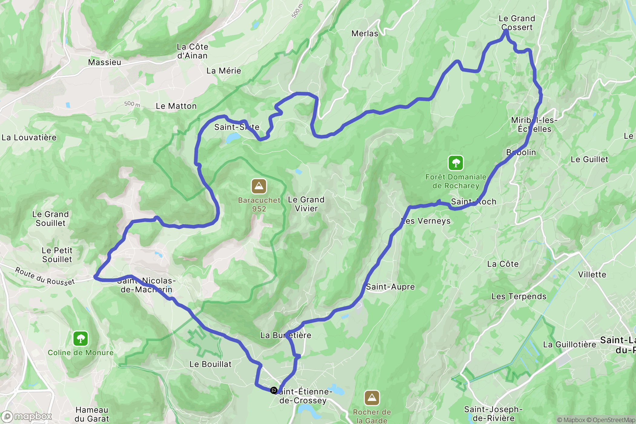 Saint-Etienne-de-Crossey : carte du parcours de randonnée - France
