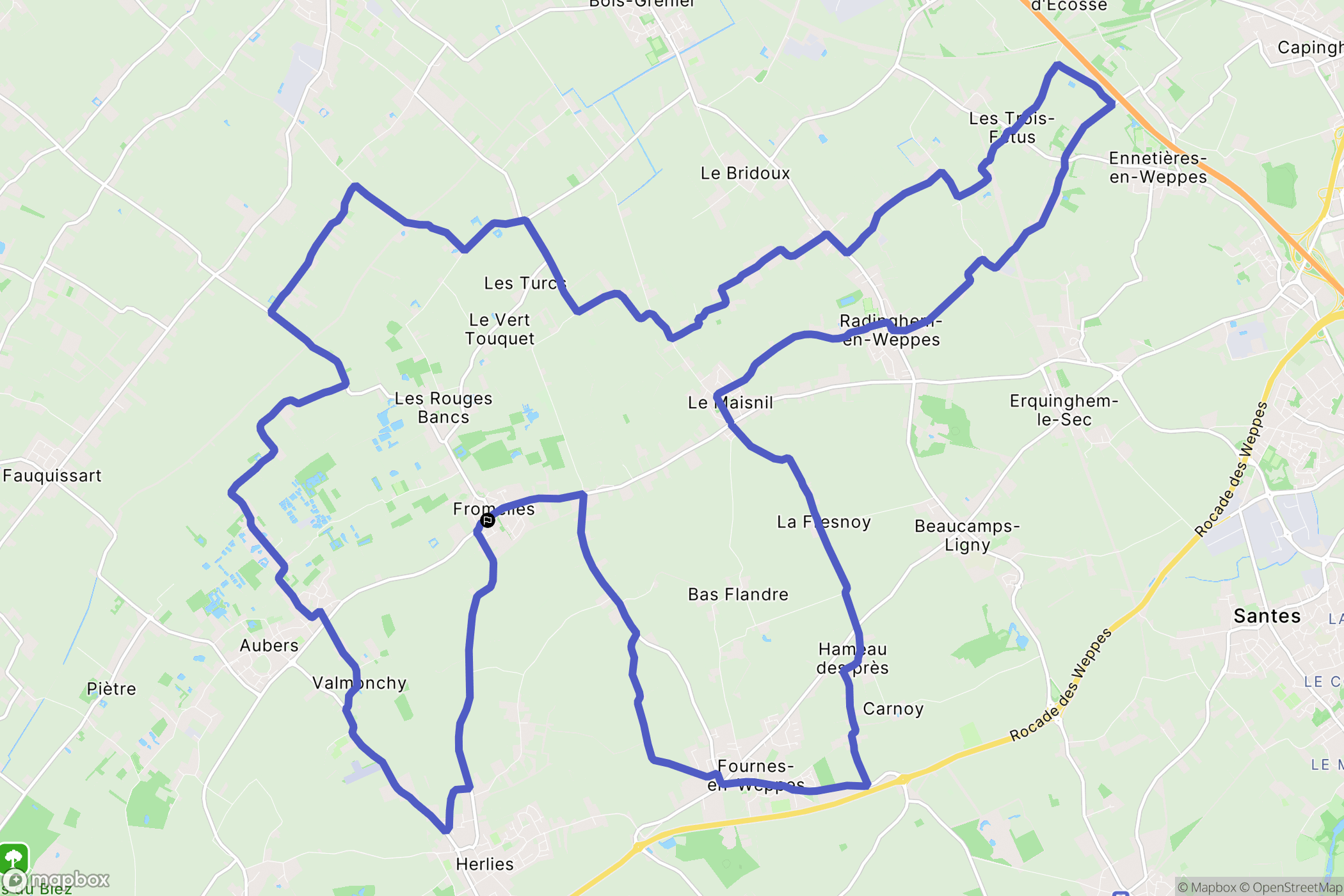 Fromelles : carte du parcours de randonnée - France