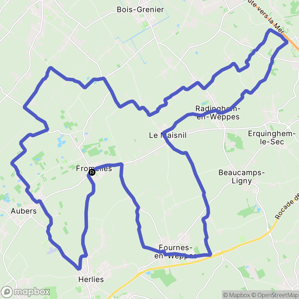Fromelles : carte du parcours de randonnée - France