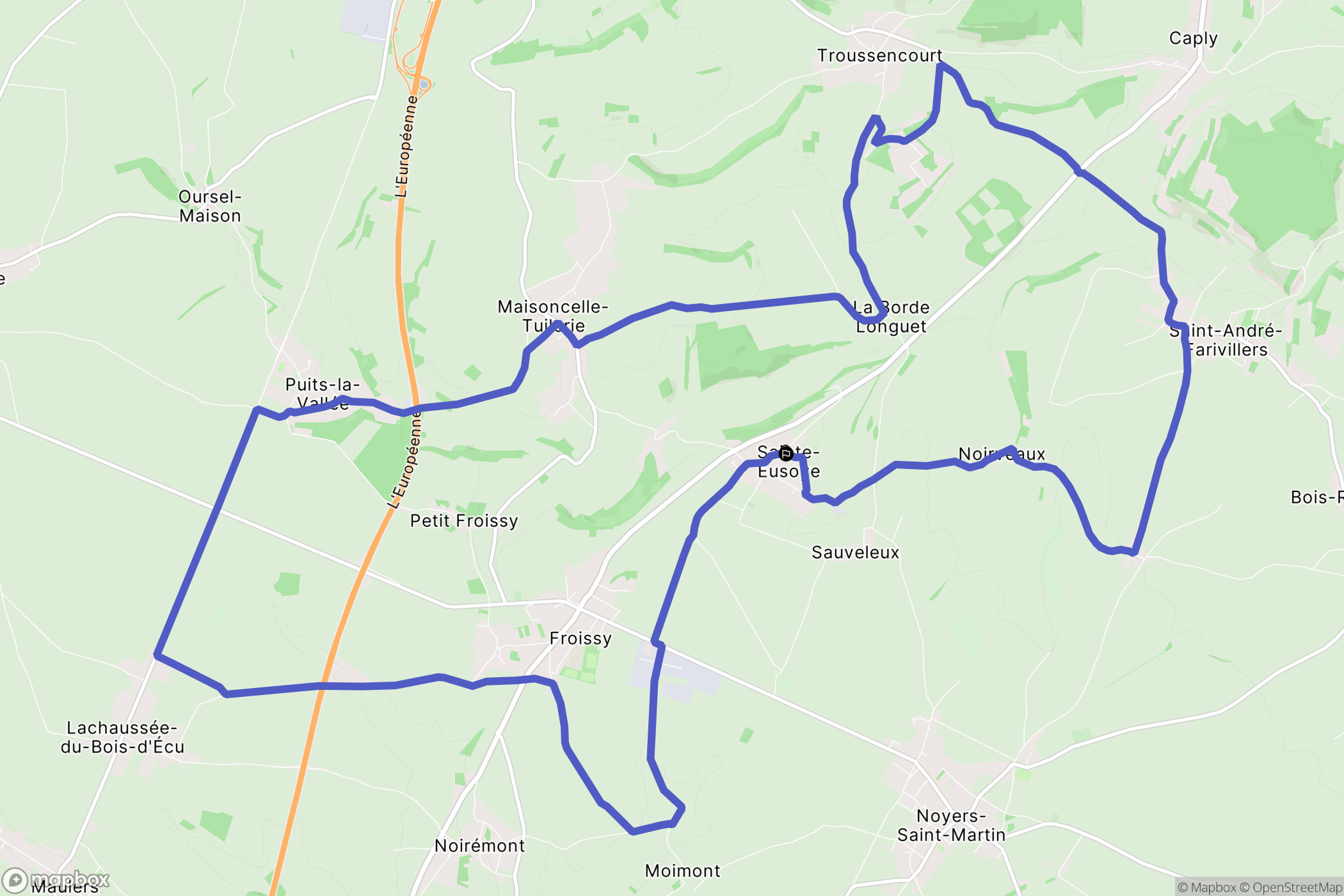 Sainte-Eusoye : carte du parcours de randonnée - France