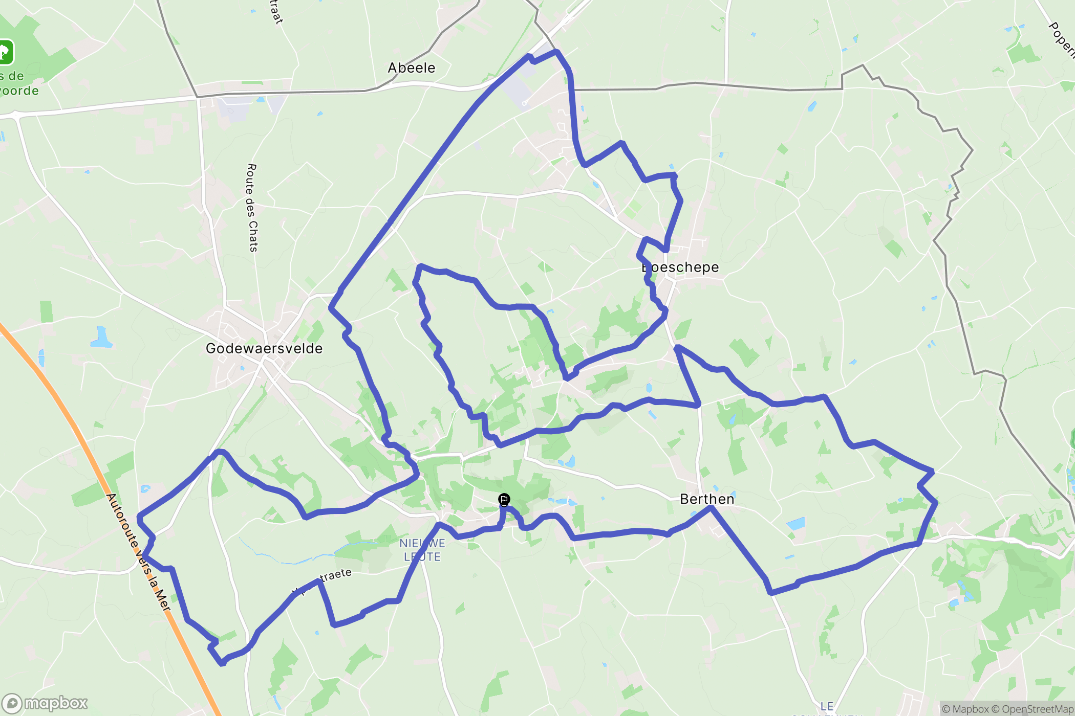 Berthen : carte du parcours de randonnée - France