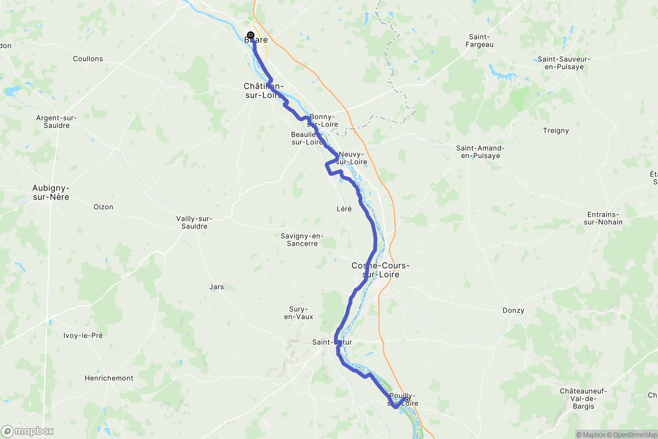 Pouilly-sur-Loire : carte du parcours de randonnée - France