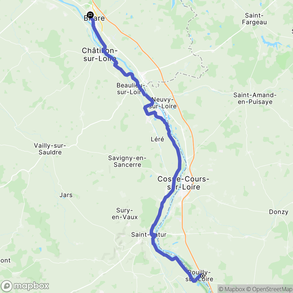 Pouilly-sur-Loire : carte du parcours de randonnée - France