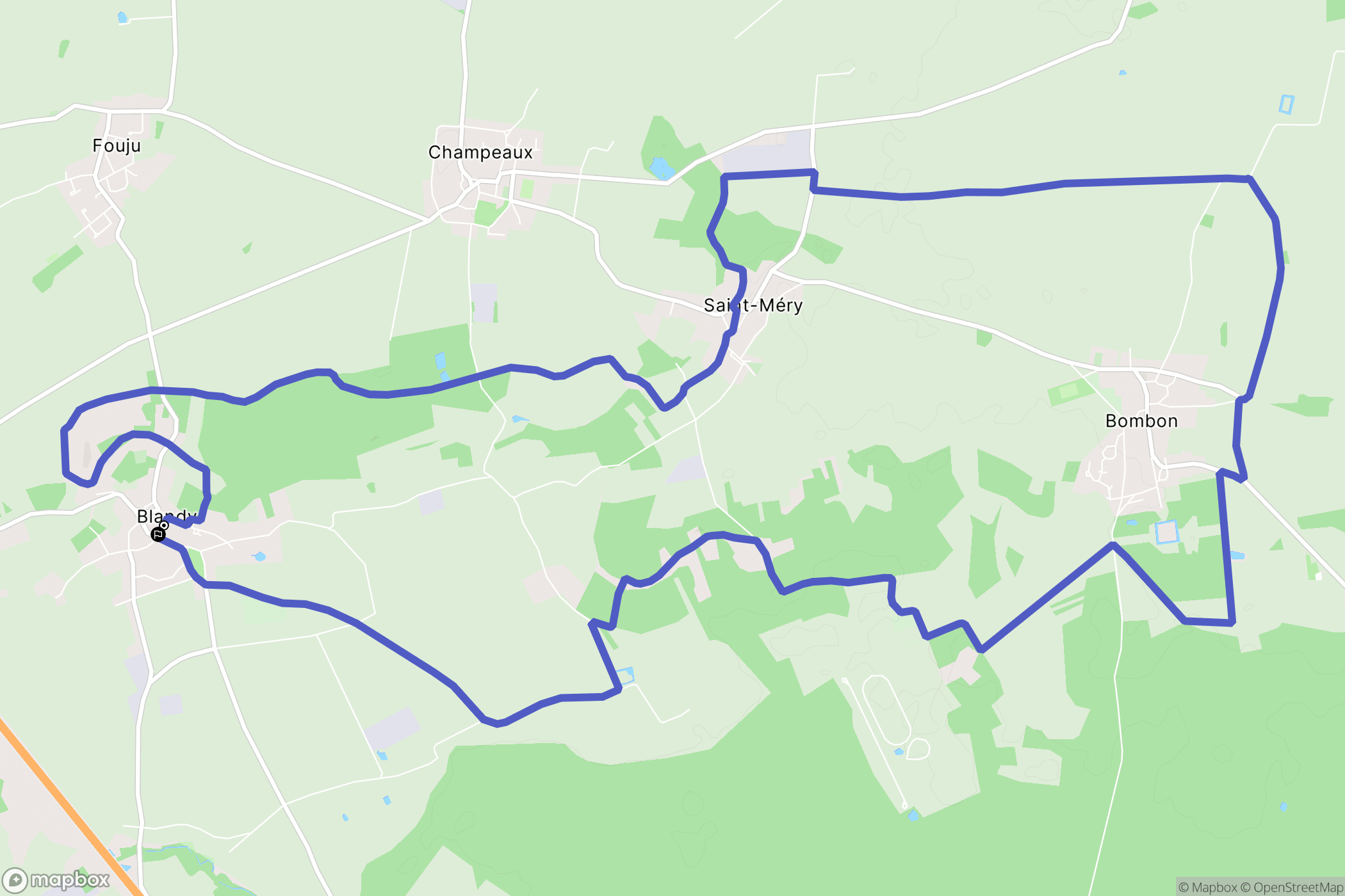 Blandy : carte du parcours de randonnée - France