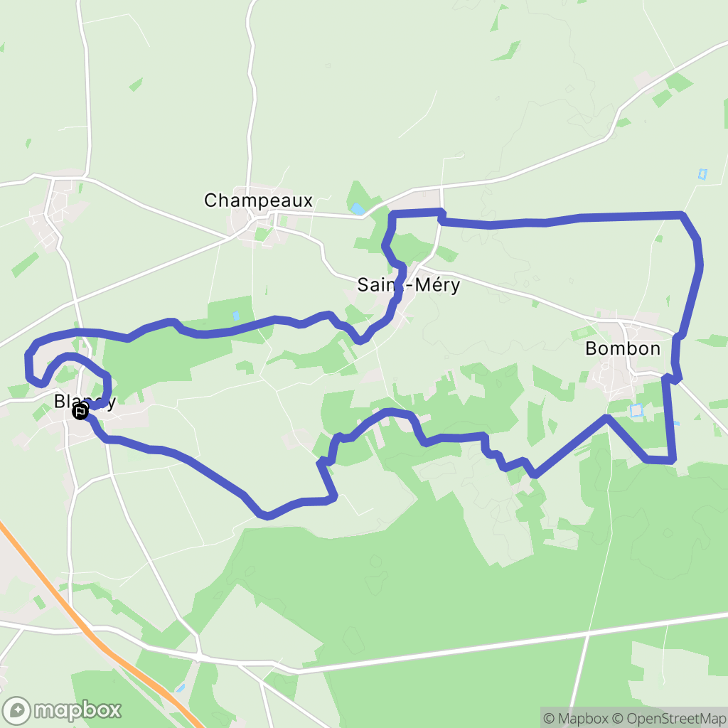 Blandy : carte du parcours de randonnée - France