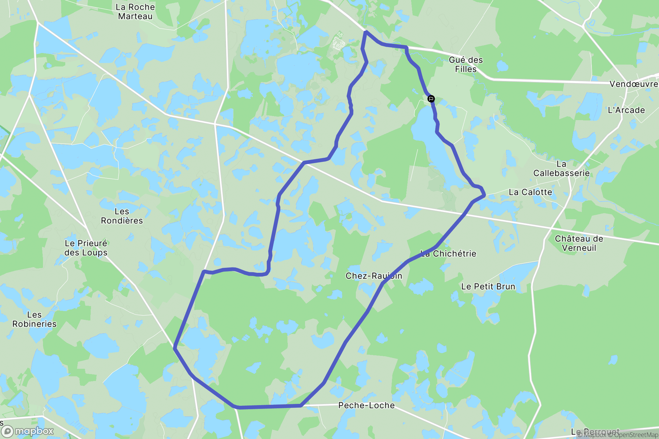 Mézières-en-Brenne : carte du parcours de randonnée - France