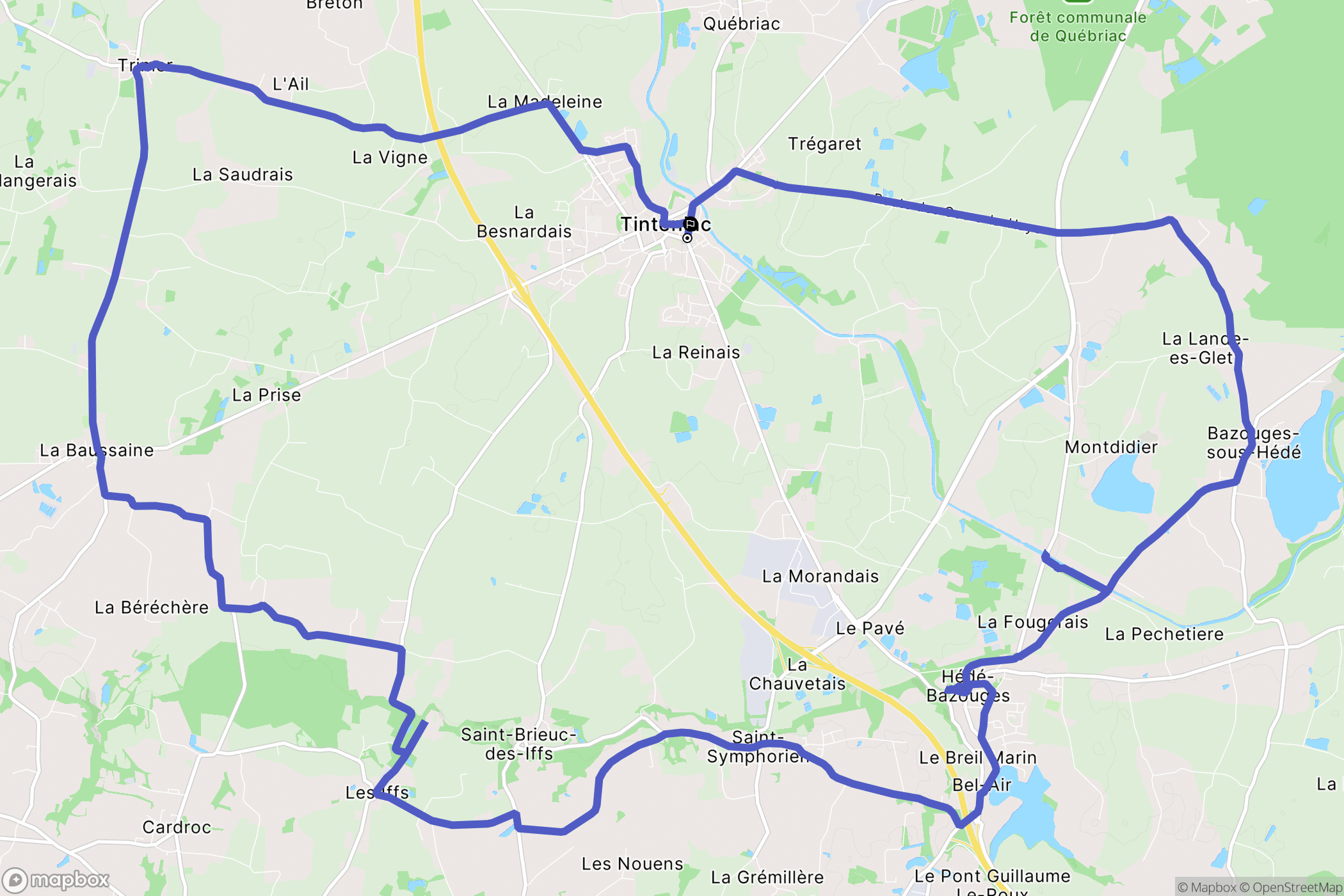 Tinténiac : carte du parcours de randonnée - France