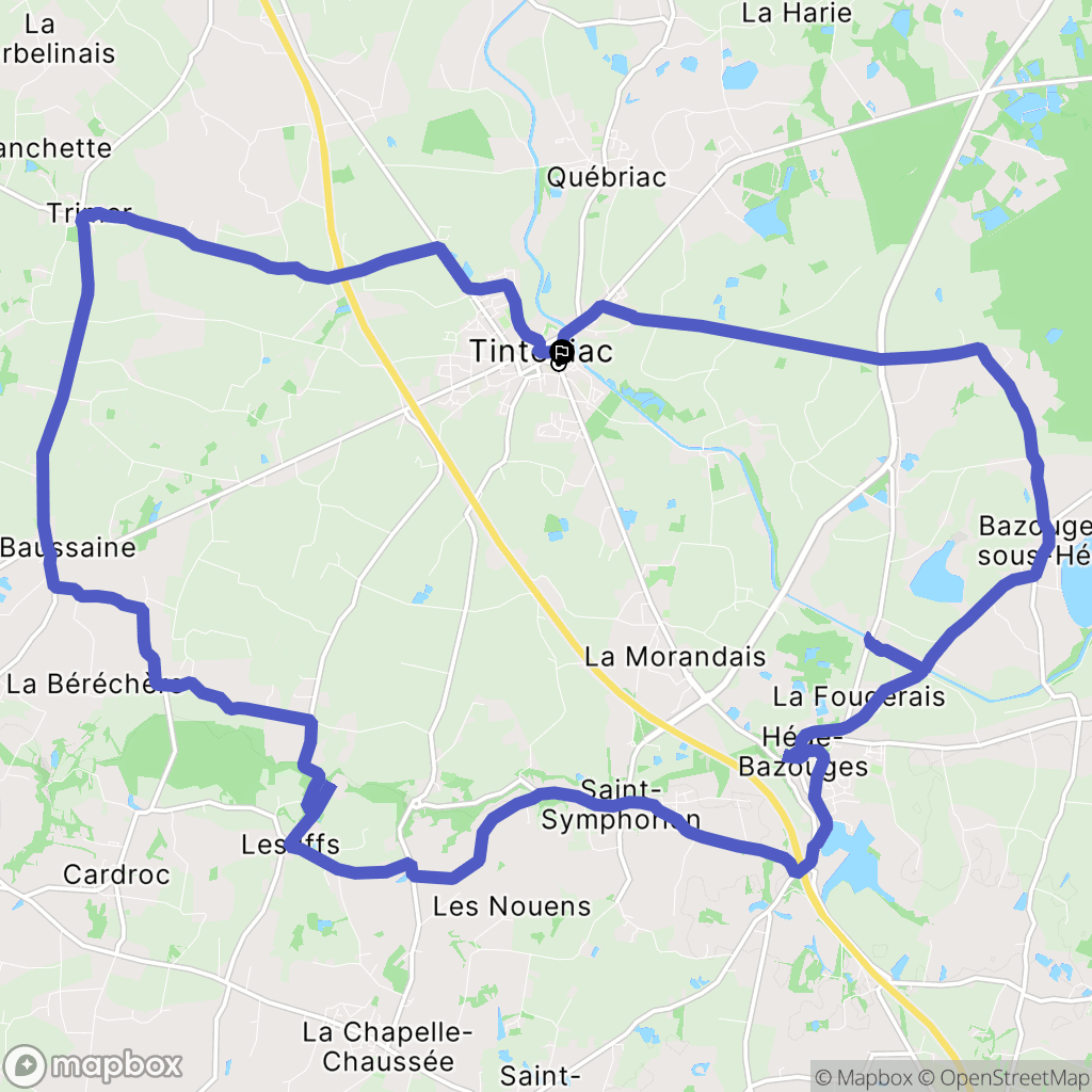 Tinténiac : carte du parcours de randonnée - France