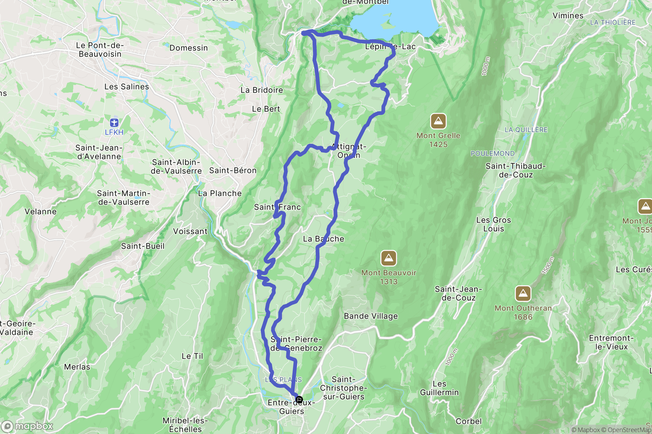 Les Échelles : carte du parcours de randonnée - France