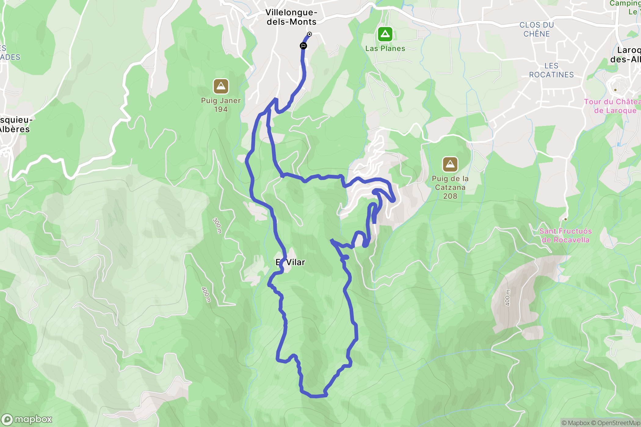 Villelongue-Dels-Monts : carte du parcours de randonnée - France