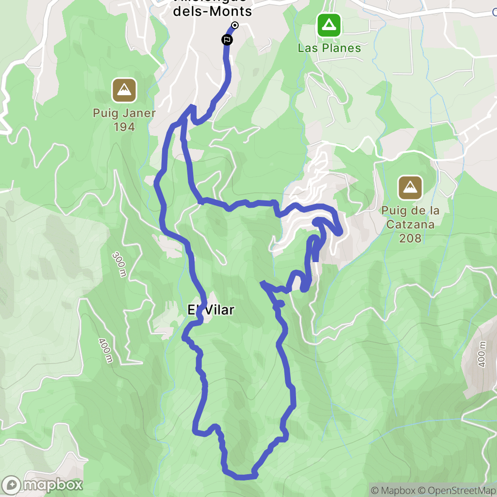 Villelongue-Dels-Monts : carte du parcours de randonnée - France
